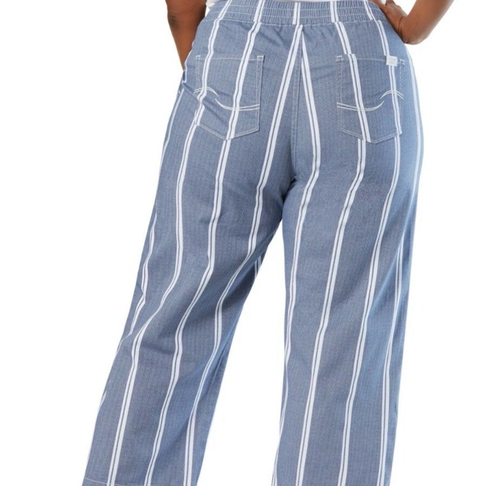 Signature by Levi Strauss Blue and White Striped Wide Leg Pants